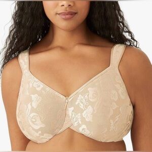 Wacoal 85567 Lace Floral Full Figure Comfort Underwire Bra Beige 38DDD Rose